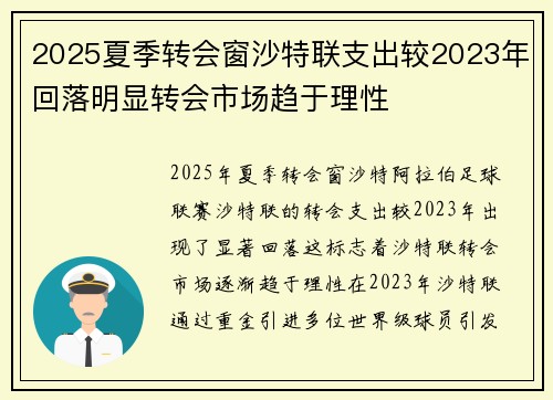2025夏季转会窗沙特联支出较2023年回落明显转会市场趋于理性